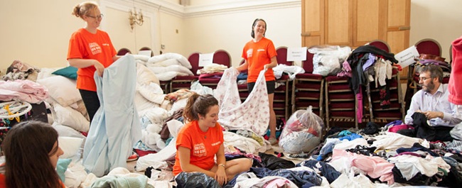 Sorting reusable goods as part of Bristol Big Give